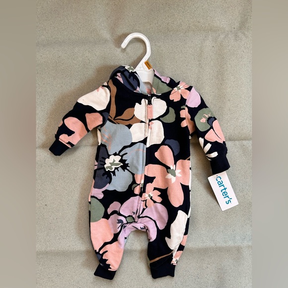 NWT Carter’s Floral Hooded Jumpsuit - Picture 1 of 3